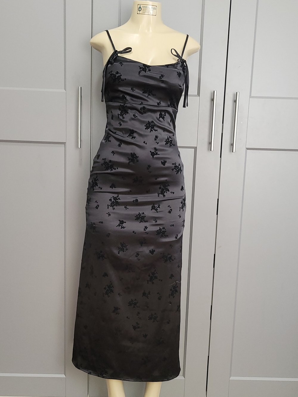 Lena Black Gray  Dress Black Floral Burnout